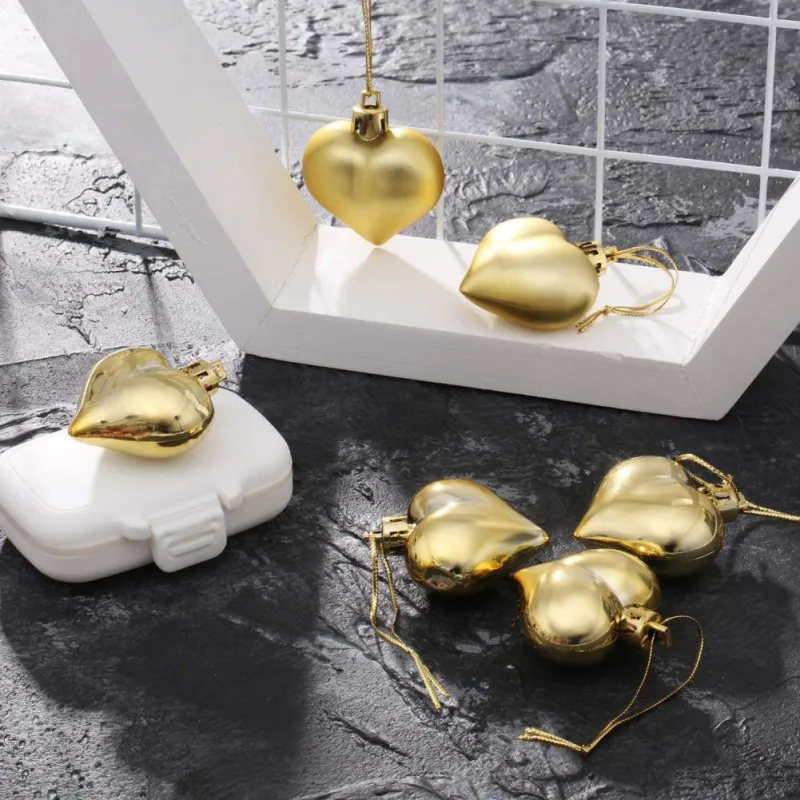 

24Pcs/Set Heart Shape Colored Ball Ornament Valentine's Day Mother's Day Gift Family Party Pendant Love Ball Set