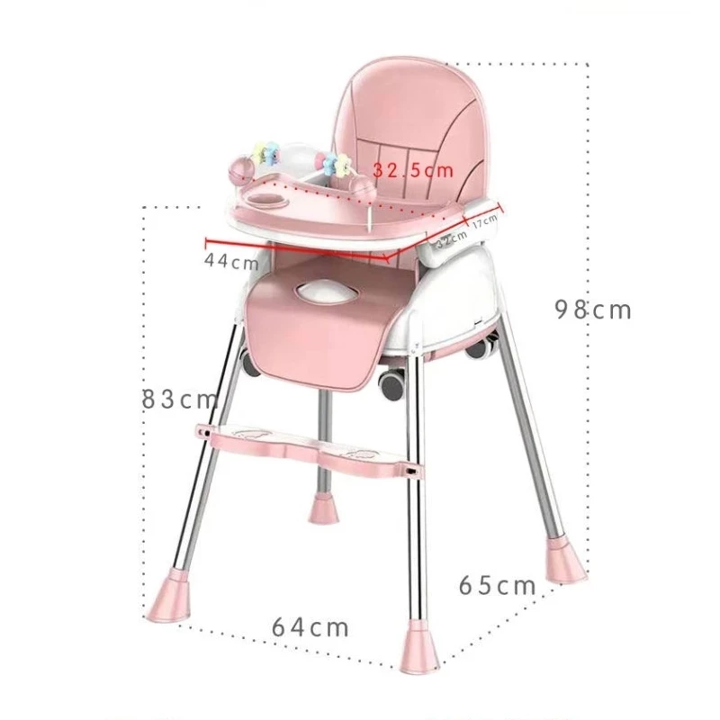저렴한 휴대용 아기 식사 높은 의자 접이식 다기능 어린이 먹이 의자 유아 부스터 좌석 높이 조절 가능