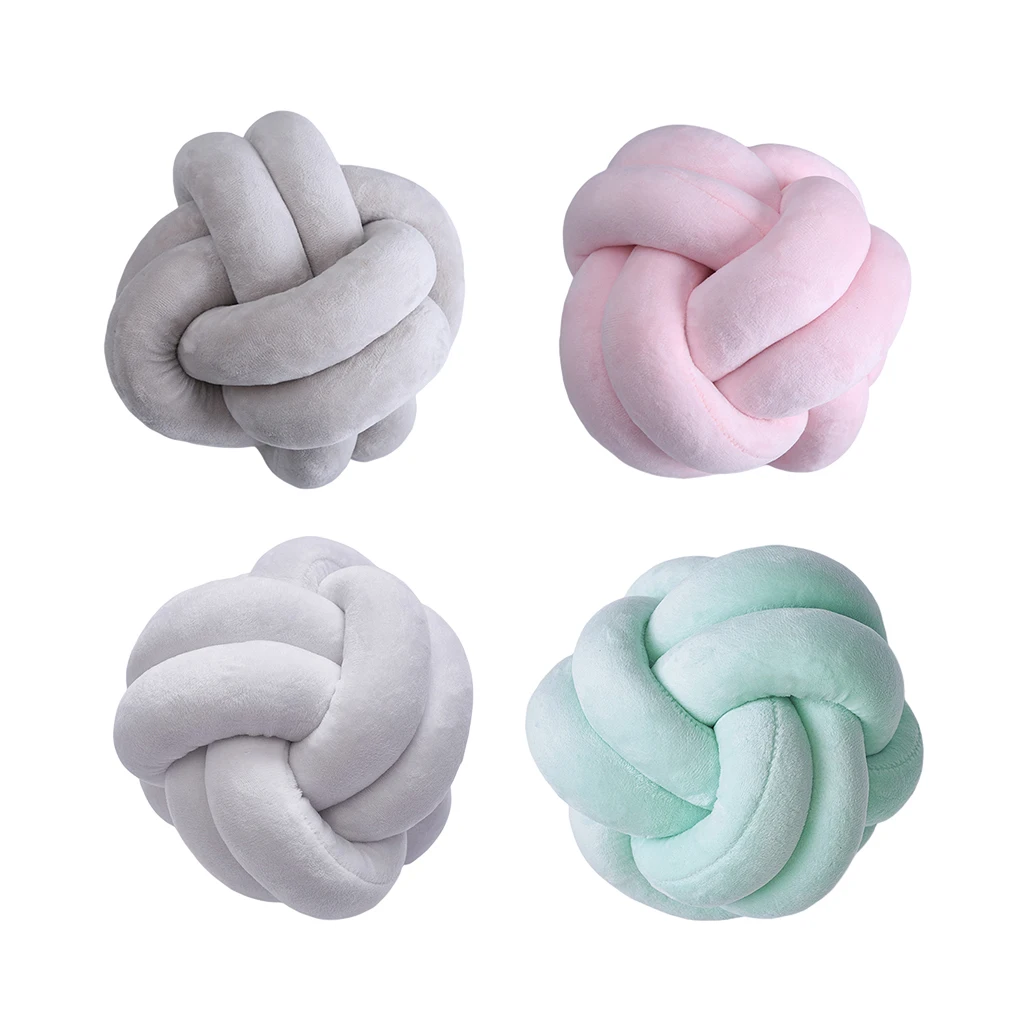 

Soft Plush Knot Cushion Sofa Throw Pillow for Living Room Green Round Hand Woven Cushion Throw Pillow