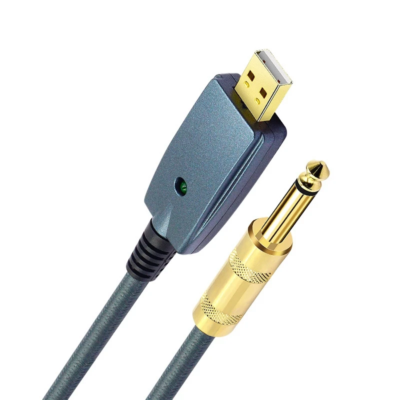 USB To Guitar Cable Interface Male 6.35Mm Jack Electric Accessories Audio Connector Cord Adapter 3Meter | Спорт и развлечения