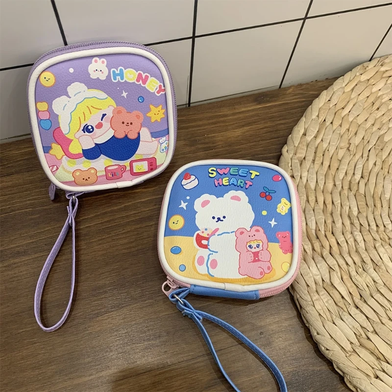 

D0LF Korean Cartoon Earphone Case Electronics Accessories Phone Data Charging Cable Storage Bag Headphone Earbud Organizer Box