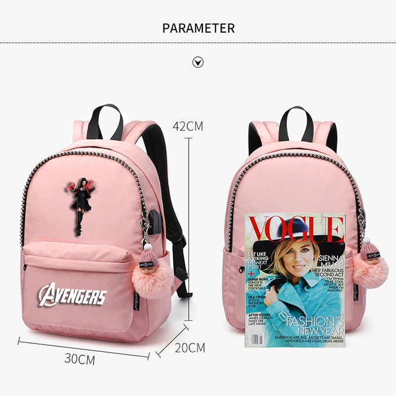 MARVEL Large Capacity schoolbag USB Charging Backpack cartoon anime Travel Backpack Mochila Waterproof Oxford cloth bookbag