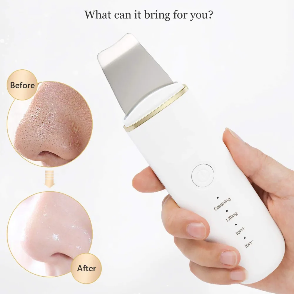 

Ultrasonic Scrubber Deep Cleaning Cavitation Peeling Facial Peeling Ultrassonico Spatula Exfoliating Beauty Instrument Skin Care