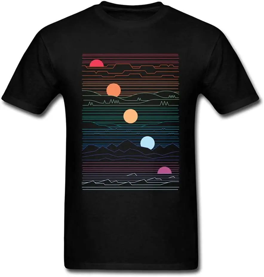 

Many Lands Under One Sun Men T Shirt Minimalist T-Shirt Thin Striped Mens Black Tops