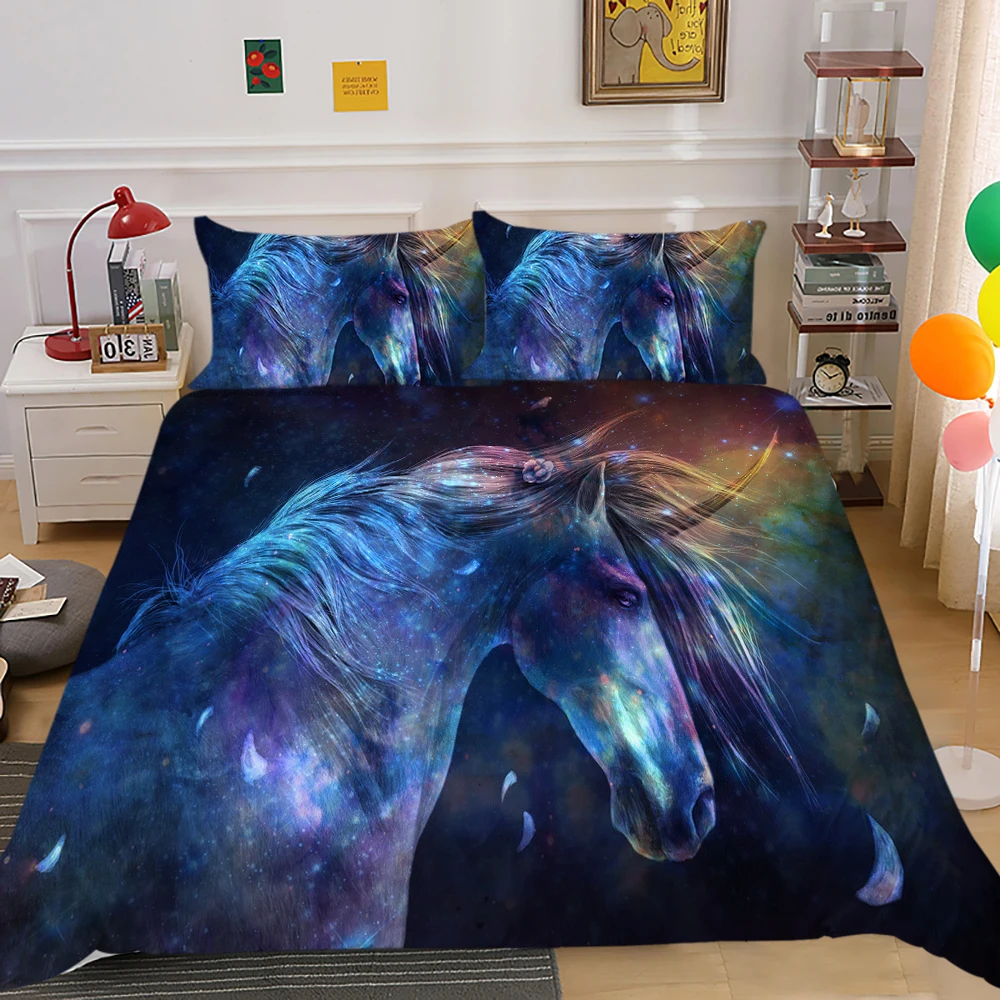 

King Size Duvet Cover Set Unicorn Bedding Set 2/3 Pcs Comforter Cover Sets Lovely Girl Child Bedclothes Dropship
