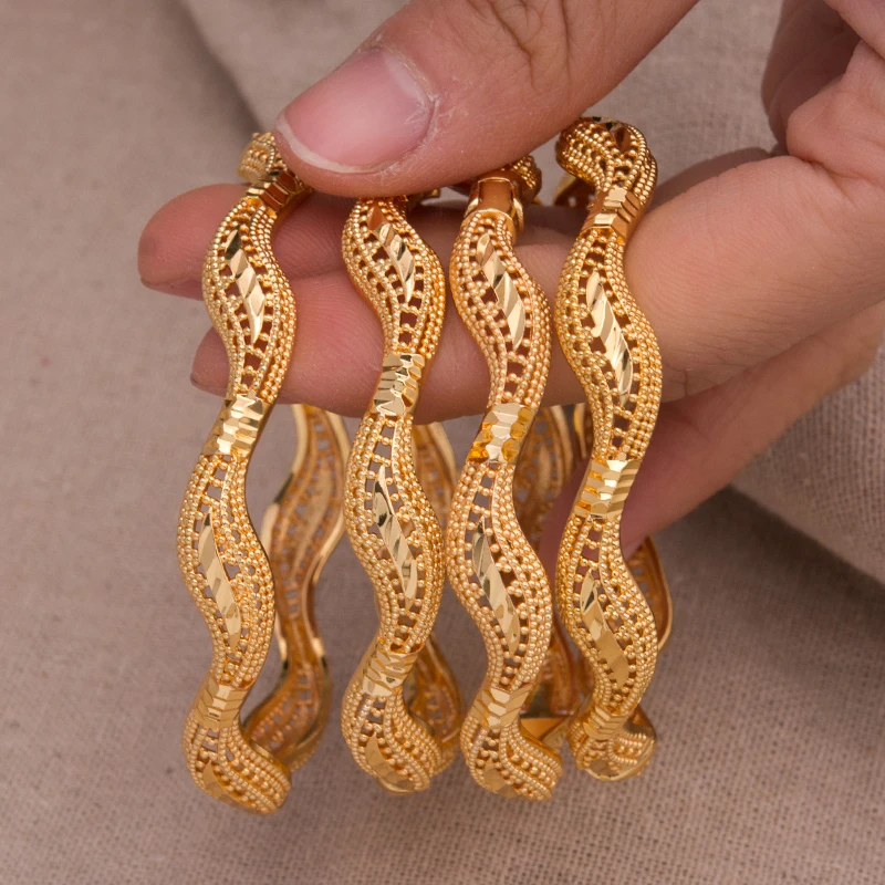 24K 1 шт. гибкий Φ этнический Свадебный роскошный браслет и для женщин | Украшения