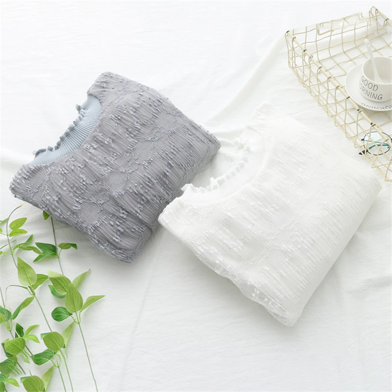 Новинка 2019 толстовка с капюшоном свитер круглым вырезом кружевной пуловер