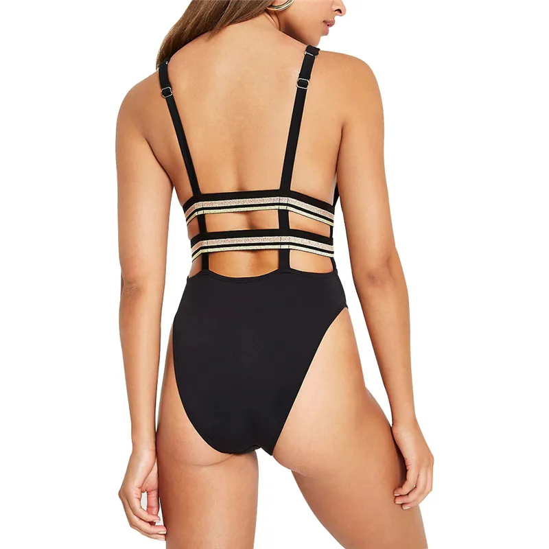 

Women Sexy Padded Bra Bikini Lady One-piece Monokini Swimsuit 2020 New Sleeveless Backless Deep V-neck Swimwear Sexy Beachwear