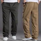 Брюки-Джоггеры мужские свободные, дышащие однотонные штаны с широкими штанинами, повседневные брюки-карго, фототкань 5XL 6XL, весна-осень