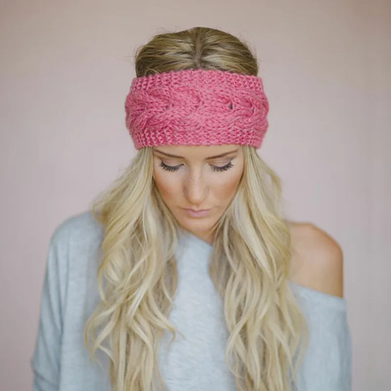 Вязаная повязка на голову 24 цвета шерстяная вязаная для волос Зимняя Теплая