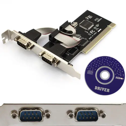 PCI к 2 портам COM 9 Pin серия RS232 адаптер карты Win 7 VISTA XP FO|Компьютерные кабели и разъемы|