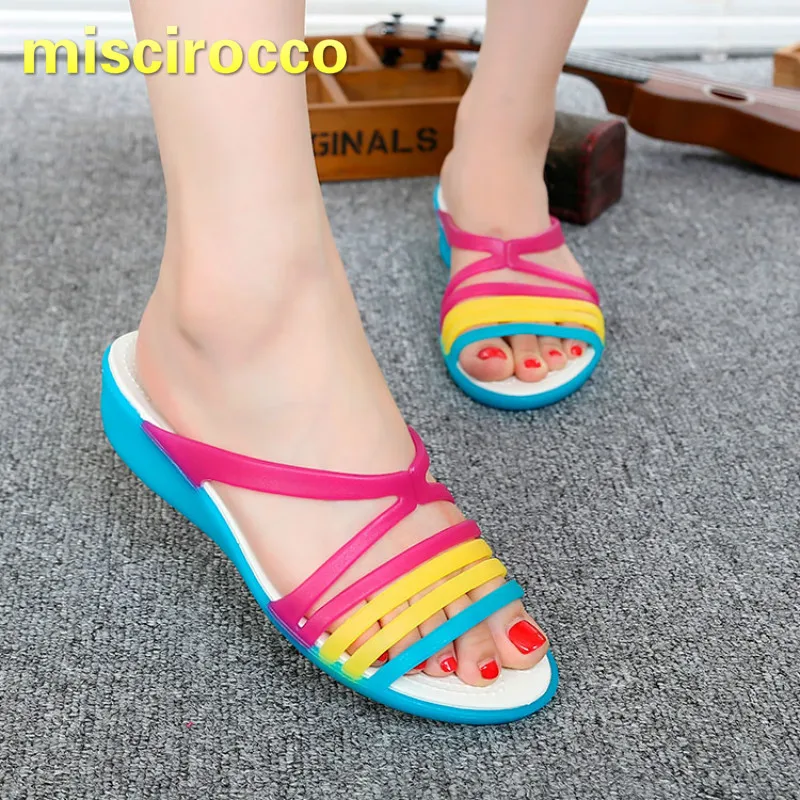 

Women's Shoes Summer Plastic Jelly Shoes Wedges Sandals Beach Slope Heel Fish Mouth Soft and Comfortable Slippers Women