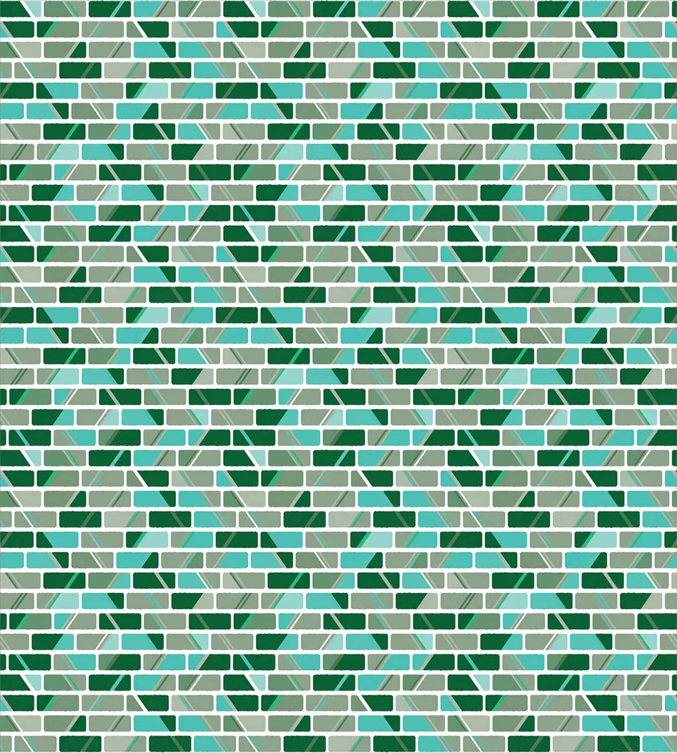 Brick Duvet Cover Set Creative Image Pieces with Blocks 3 Piece Bedding Forest Green Dark Seafoam Pale Reseda and Rese