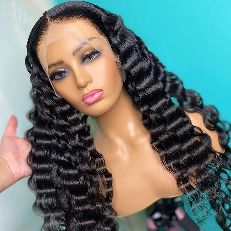 26 Inch Long Kinky Curly Synthetic Lace Front Wigs For Black Women With Baby Hair Heat Resistant Fiber Hair Wigs 180% Density