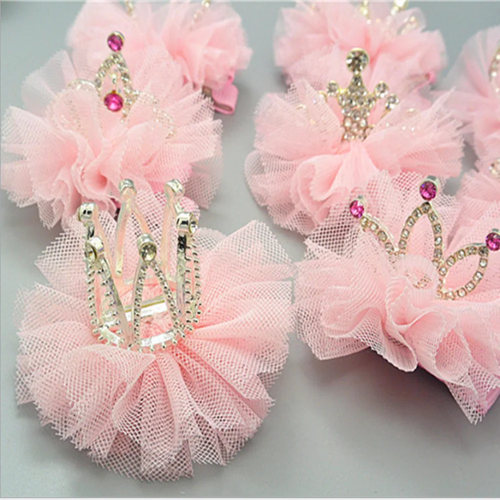 

1pc Princess Mesh Kids Shiny Crown Hair Clips Cute Rhinestone Crystal Crown Hair Accessories Hairpin Barrettes Girl