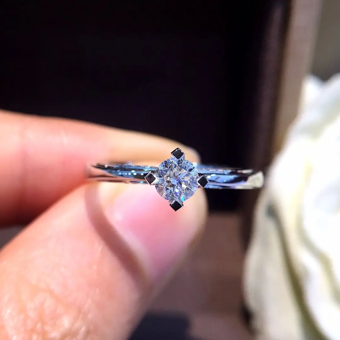 Кольцо с натуральным бриллиантом 18K золото чистое красивое кольцо драгоценными