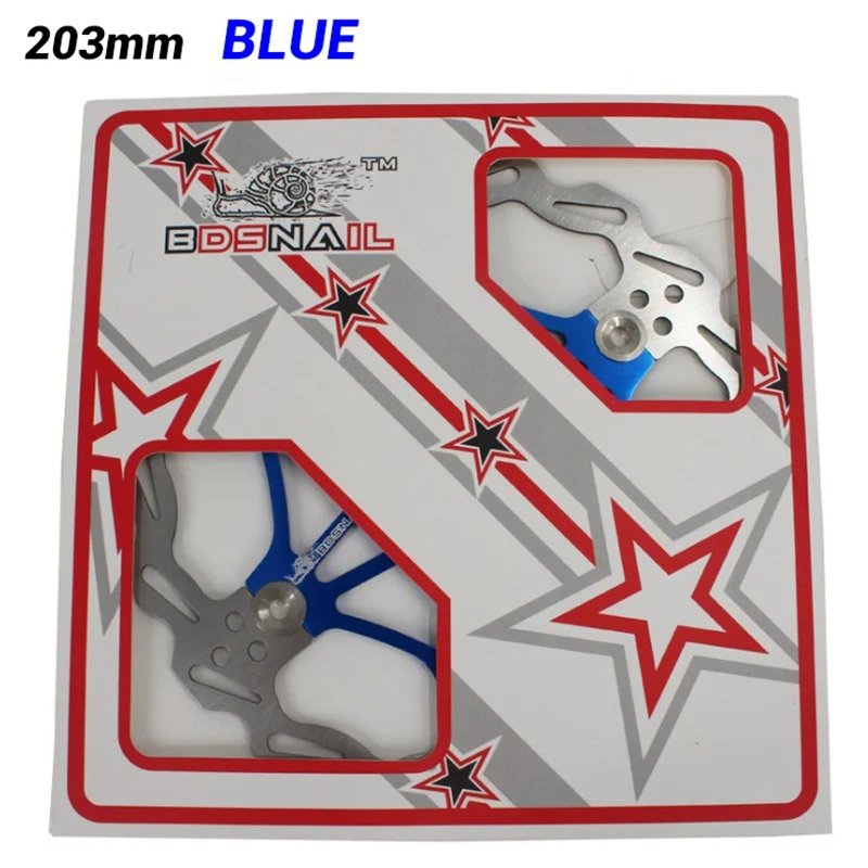 203mm Blue Нержавеющая AL7075 шесть отверстий дорожный тормоз для велосипеда MTB ротор части велосипеда аксессуары 160 180 203 мм тепловыделение ротор дискового тормоза - Цвет: 203mm Blue
