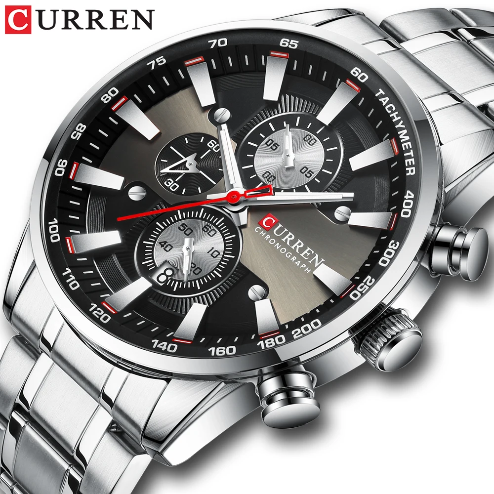 

CURREN Casual Male Wristwatches Top Brand Luxury Fashion Design Mens Watches Quartz Waterproof Calendar Chronograph 3 Dial Clock