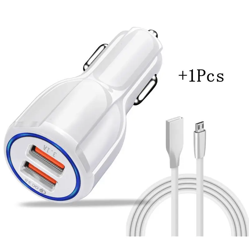 For Andriod Micro Олаф автомобильное USB зарядное устройство Быстрая зарядка 3,0 2,0 зарядное устройство для мобильного телефона 2 порта USB быстрое автомобильное зарядное устройство для iPhone samsung планшета автомобильное зарядное устройство - Тип штекера: For Andriod Micro