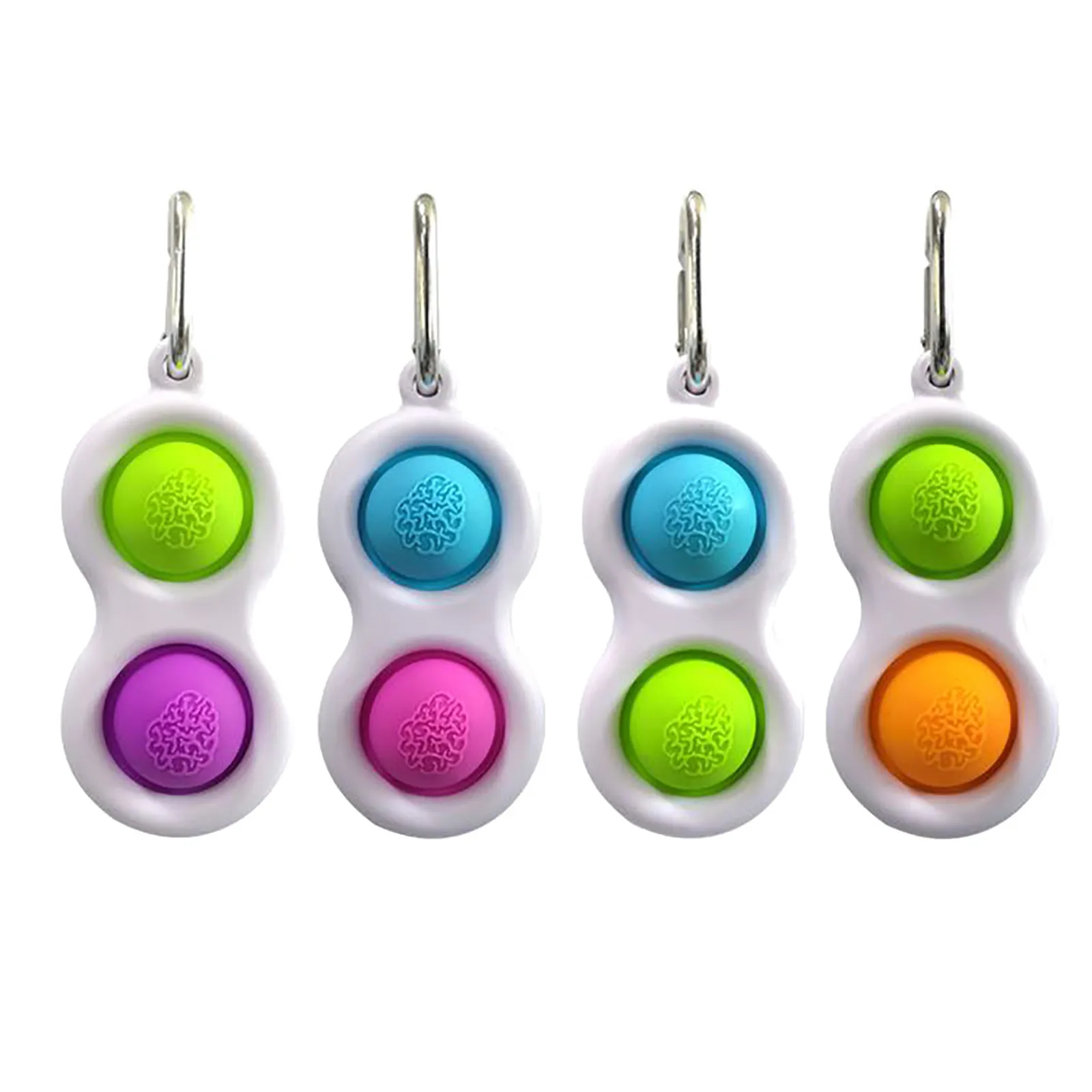 

4PC Simple Dimple Fidget Toy For Kids Adult Keychain Popit Push Bubble Board Sensory Toy Autism Special Needs Stress Reliever W*
