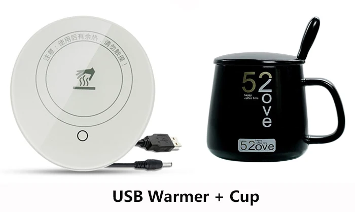 Style 2 5V 2A USB Грелка гаджеты гравитационная индукция высокая термостойкость стеклянная чашка подставка usb нагреватель постоянная кружка коврик с керамической чашкой - Цвет: Style 2