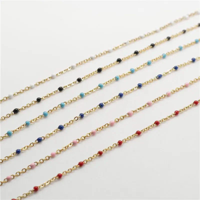 

1 Meter Stainless Steel Link Cable Chain Gold Multicolor Enamel Chains For Fashion DIY Necklace Jewelry Making Supplies 2.5x2mm