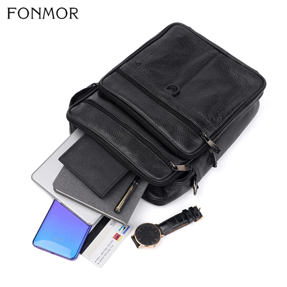 Мужской портфель из натуральной кожи Fonmor деловая сумка мессенджер воловьей для