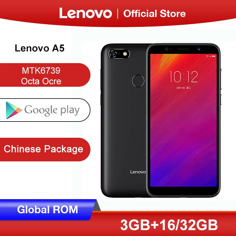 Глобальная версия смартфона Lenovo A5 3 ГБ 16 ГБ MTK6739 Quad Core 5,45-дюймовый экран 4G LTE мобильные телефоны 4000 мАч Face ID Fingerprint On