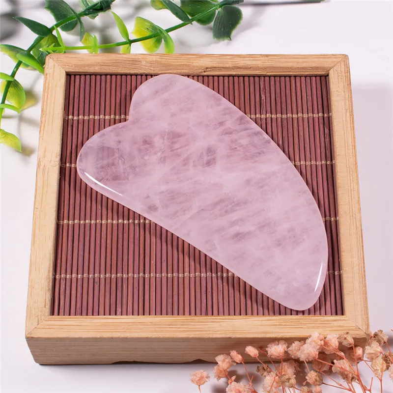 

1Pcs Natural Rose Quartz Guasha Scraping Scraper Face Massager Natural Stone Board Acupoint Face Eye Care SPA Massage For Women