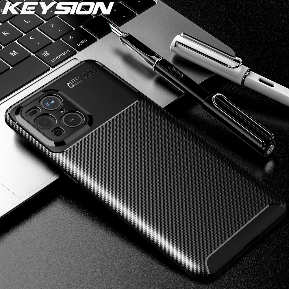 

KEYSION Phone Case for OPPO Find X3 Pro 5G Carbon Fiber Texture Soft Silicone Shockproof back Cover For OPPO Find X3 Lite X3 Neo