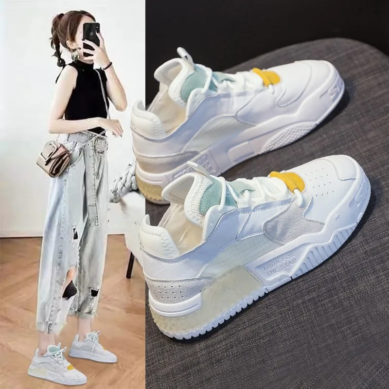 

Women's Summer Mesh Breathable Casual Shoes White Shoes Flats Casual Sneakers Solid Color Flat Sneakers Women's Vulcanize Shoes