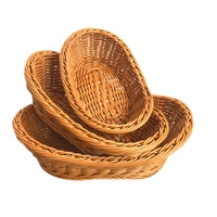 wicker woven bread basket serving basket set of 3storage basket for food fruit cosmetic storage table top and bathroom