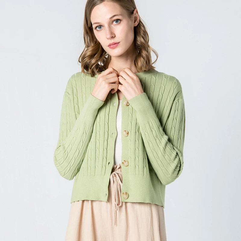 Женский вязаный кардиган с круглым вырезом повседневный Топ 10 цветов |