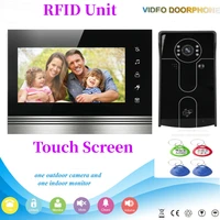 video intercom 7 inch touch screen video doorbell speakephone fingerprint rfid password unlock visual door entry intercom kit