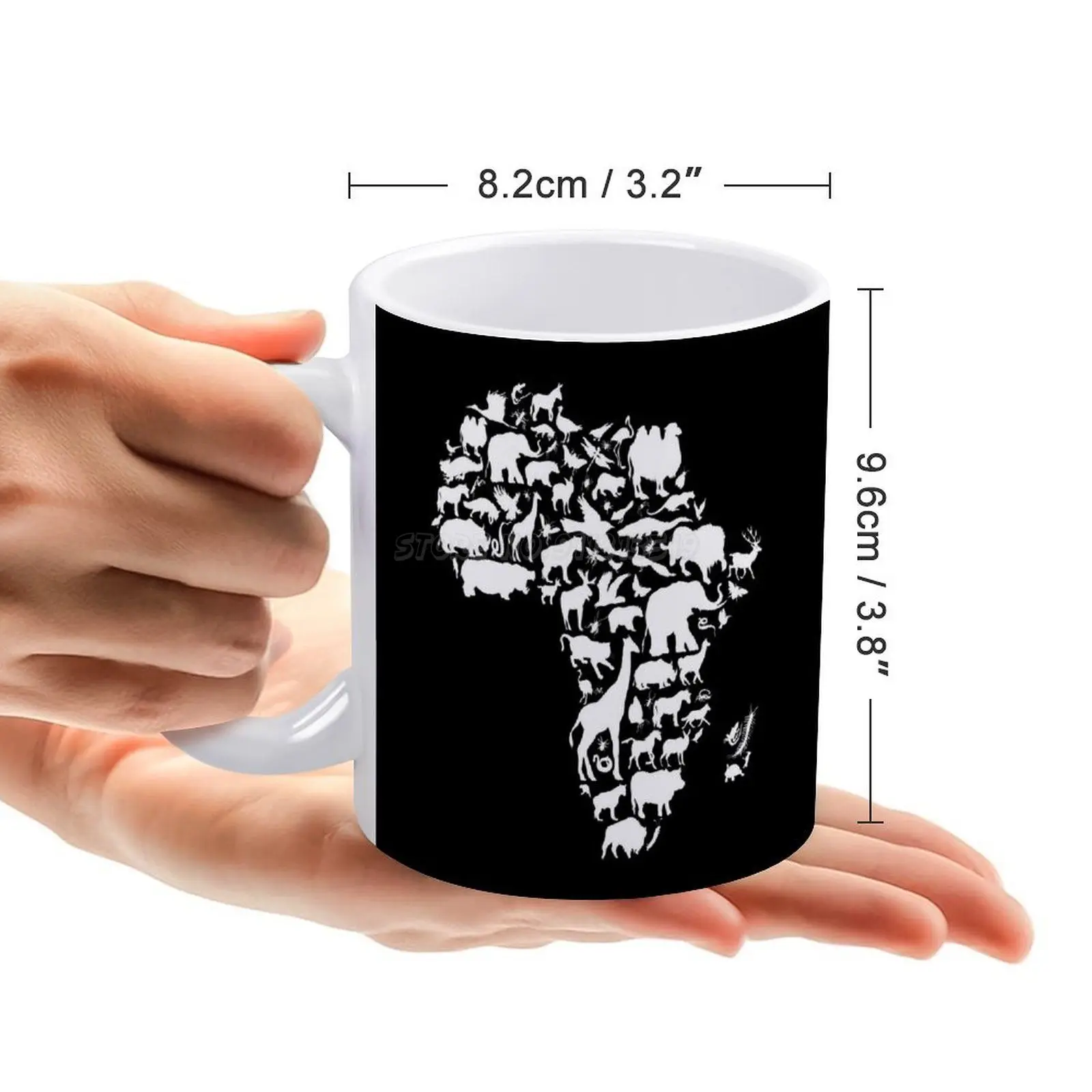 Animals of Africa White Mug Coffee Mugs Girl Gift Tea Milk Cup Map South Safari Madagascar Tiger Vector Gl | Дом и сад