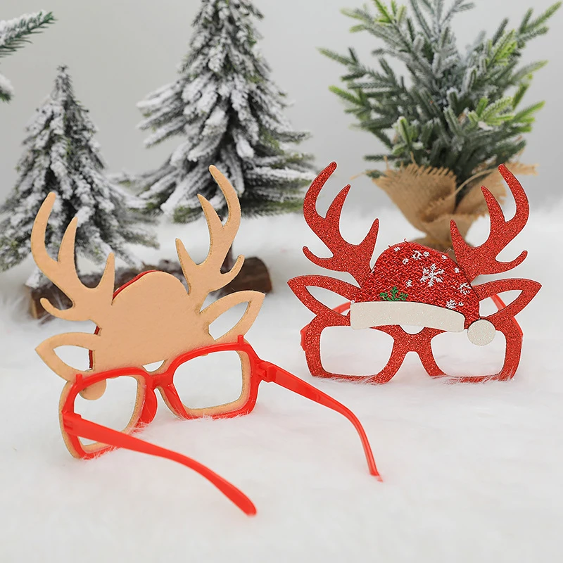 1 шт. мультяшная шапочка со сверкающими рогами Рождественская оправа для очков