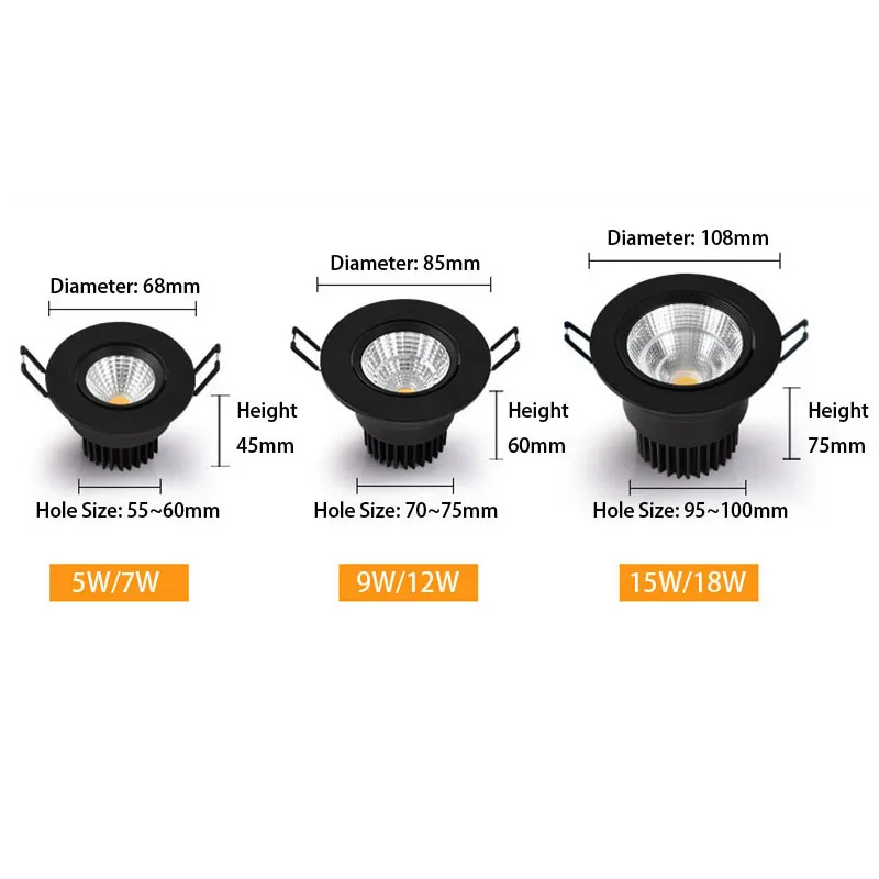 Приглушаемые светодиодные светильники 5 Вт 7 9 12 15 18 | Освещение