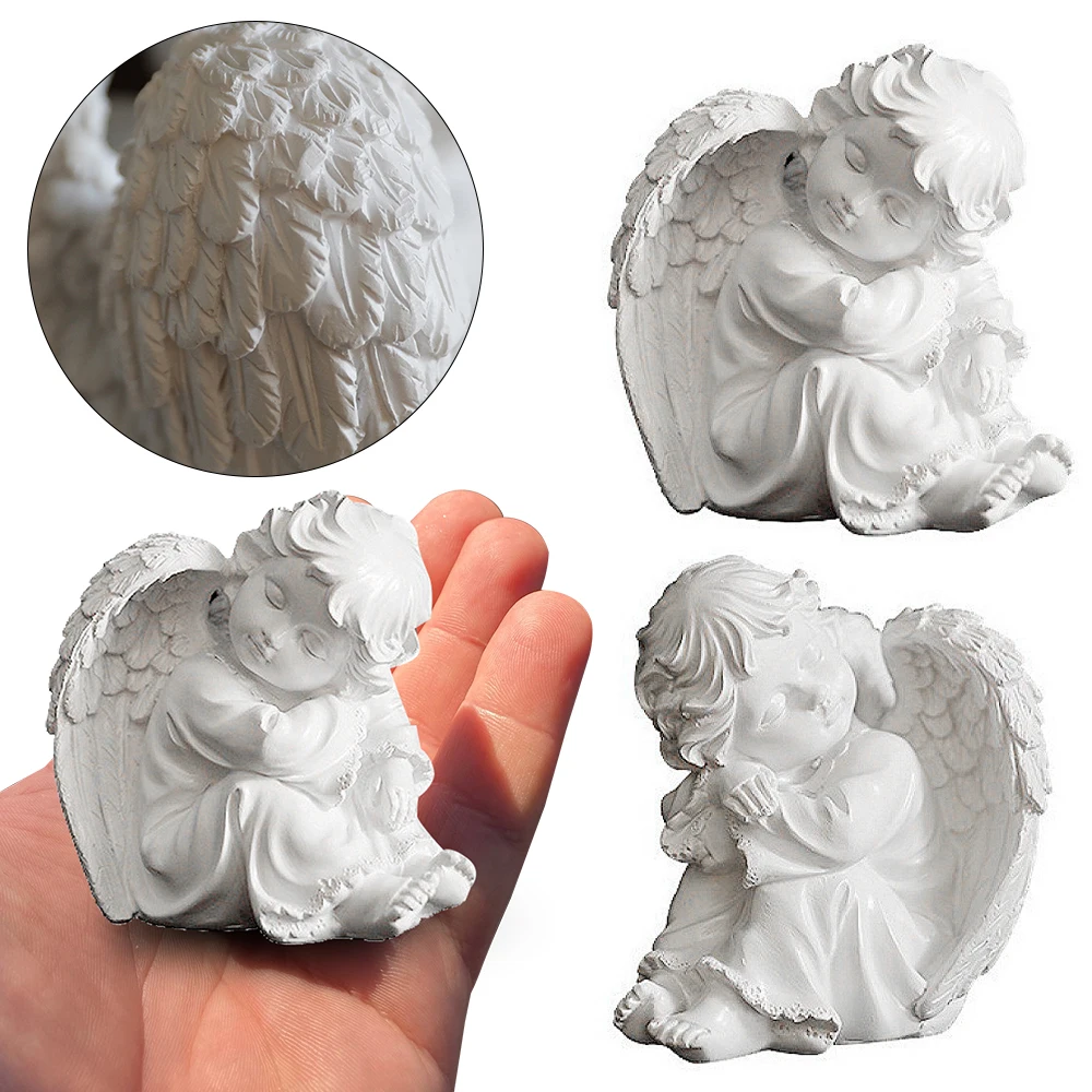 

European Resin Angel Sculpture Miniature Accessories Decor Crafts Home Room Decoration Ornaments Christmas Wedding Gifts Statues