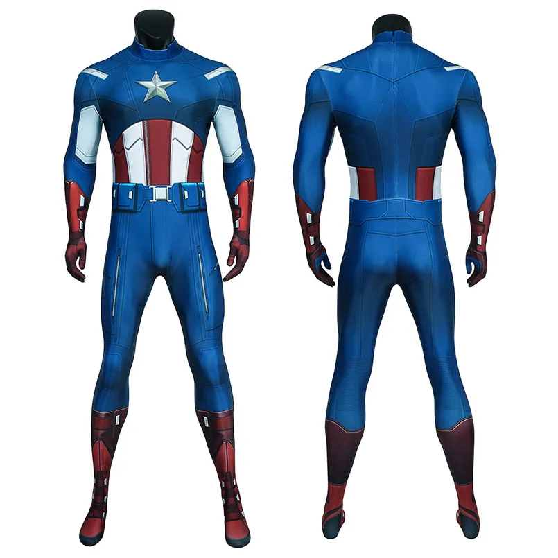Взрослый супергероями капитан стивен роджерс комбинезон Косплэй костюм на