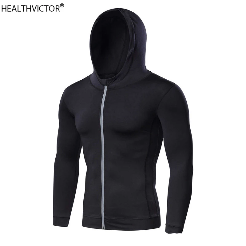 

Эластичная быстросохнущая Мужская толстовка на молнии для спортзала спортивная баскетбольная Футбольная Одежда для бега облегающая трени...