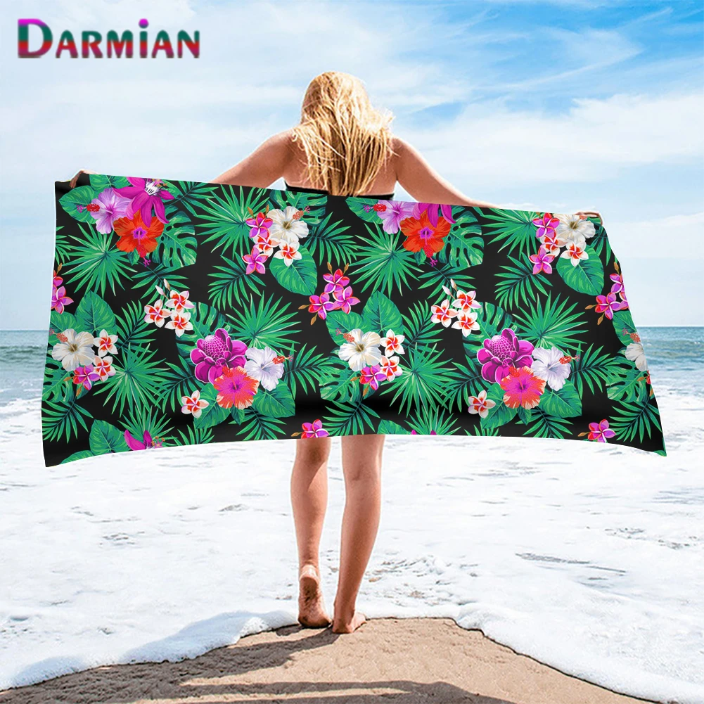 

DARMIAN 3D Hibiscus Flowers Print Towel for Hair Soft Bath/Shower/Beach Towels Absorbent Fade Resistant Customized Towels Toalla