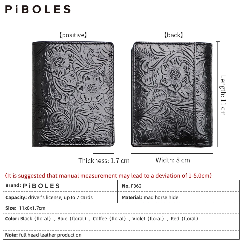 Handmade Genuine Leather Card Wallet Portable Cowhide Credit Card Slot Pouch Driver License Holder Coin Purse For Men, Women