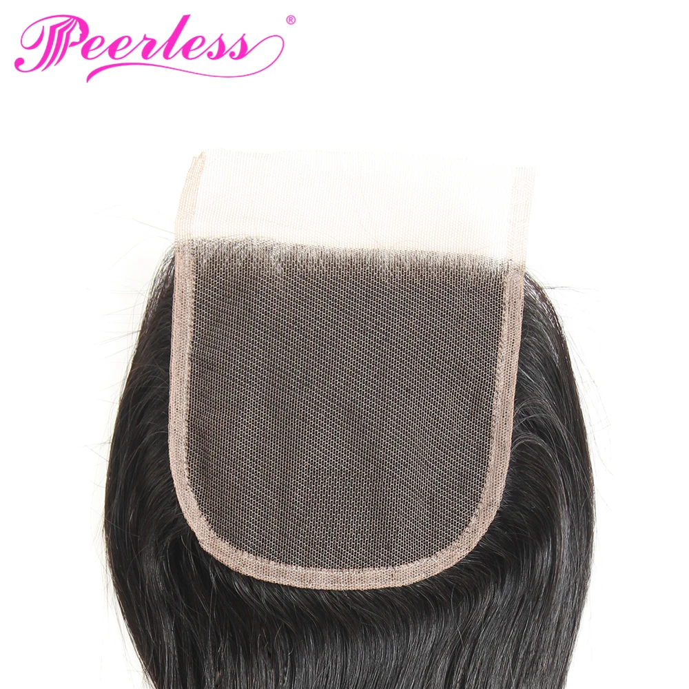 PEERLESS волосы перуанские волнистые человеческие пряди с Закрытие 4*4 швейцарский