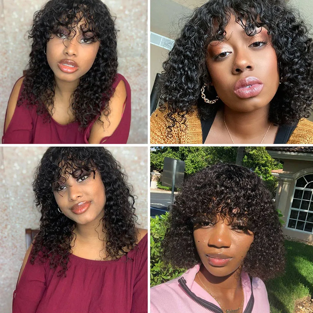 Sedittyhair недорогие короткие волнистые человеческие волосы с челкой для женщин