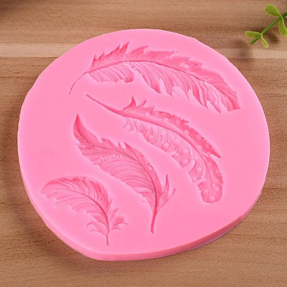 Большие и маленькие пуговицы из силикона с пером форма для мастики инструменты