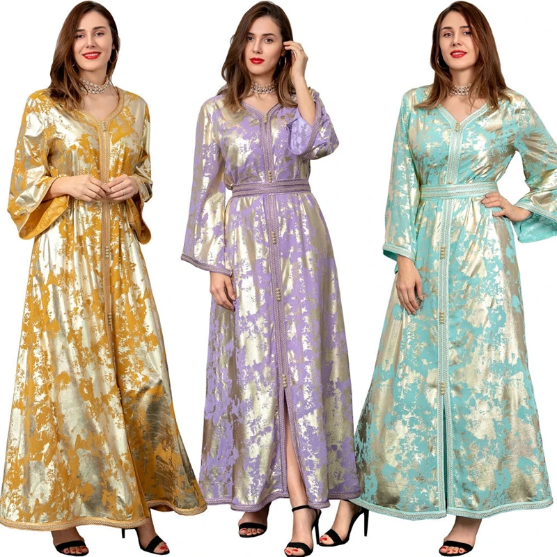 Eid bronzing Abaya Дубай, Турция Hijab мусульманское платье из двух частей, мусульманская одежда, платья для женщин, длинное женское платье, кафтан