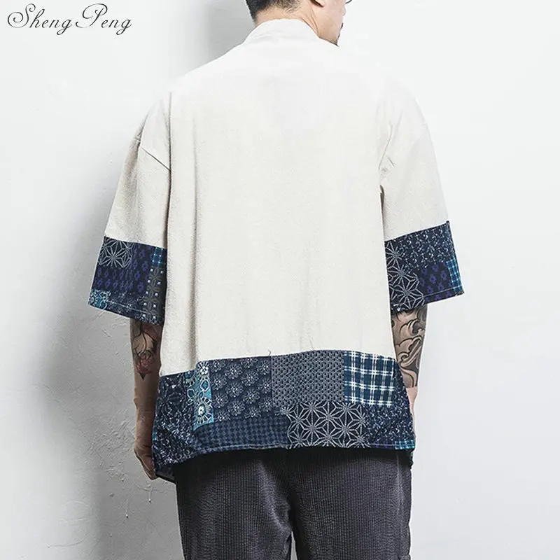 Японское кимоно V1795 кардиган для мужчин юката женская одежда жакет рубашка