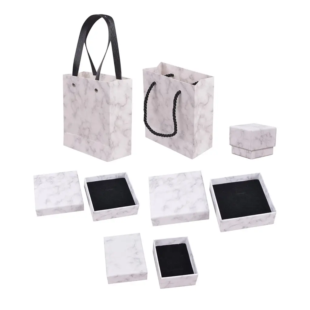

Marbling Cardboard Ring Necklace Earring Jewel Gift Box Wedding Favour