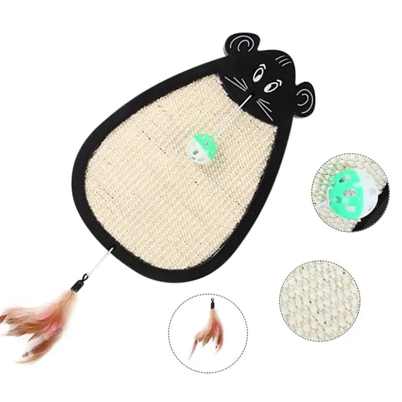 

Kapmore 1pc Scratch Resistant Cat Scratcher Sisal Faux Feather Bell Ball Cat Scratch Board Cat Scratching Pad Pet Supplies