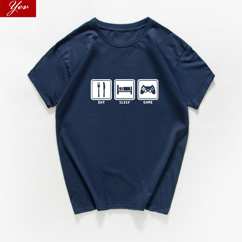 Eat Sleep Game, футболка, смешной геймер, игровой подарок, топ, повседневная, саркастичная, мужская, крутая, хлопковая, креативная уличная футболка, мужская одежда